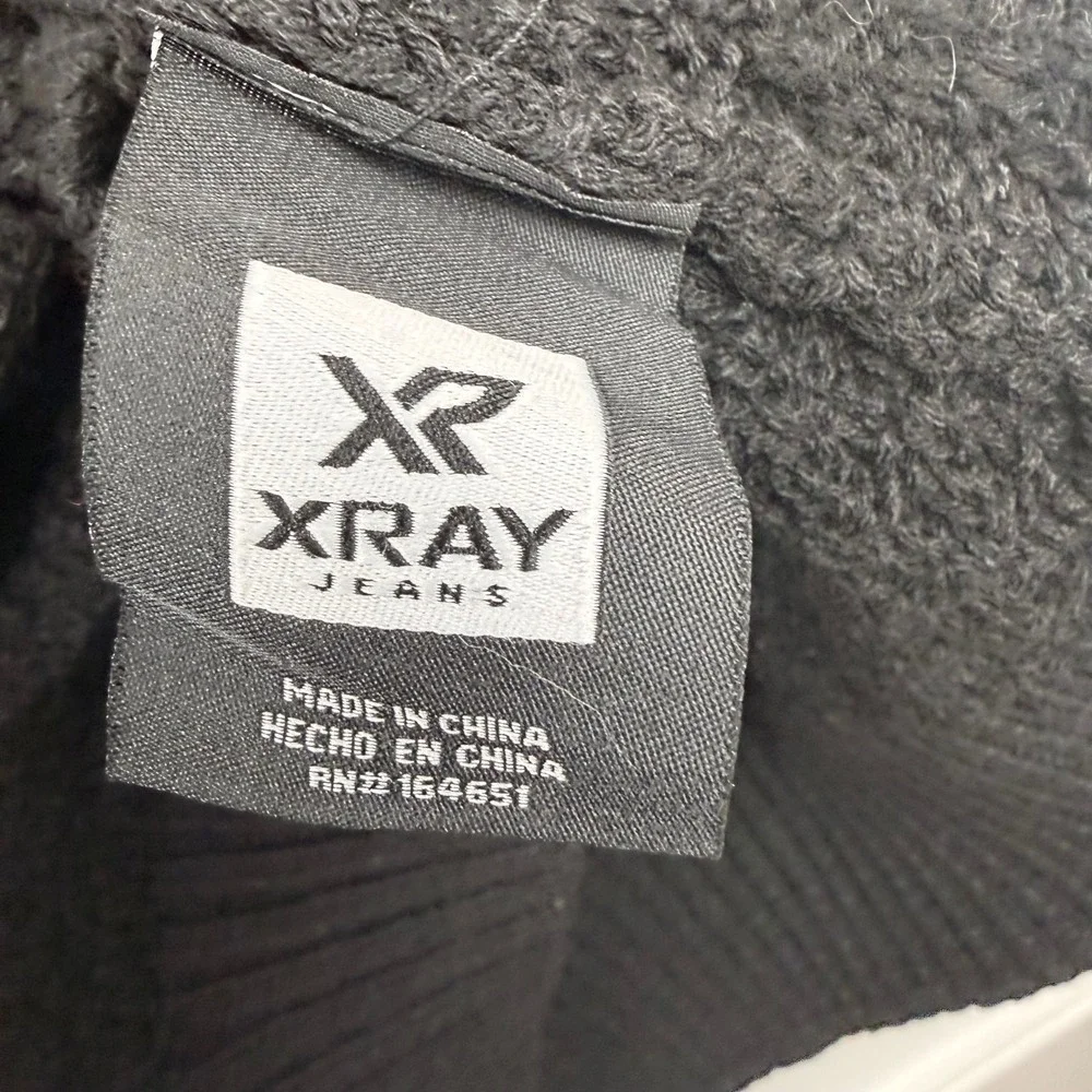 XRAY Jeans Mens Black Chunky Knit Cowl Neck Sweater Shoulder Patches XL RN164651